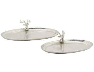 Plateaux ovales en aluminium Cerf (lot de 2)