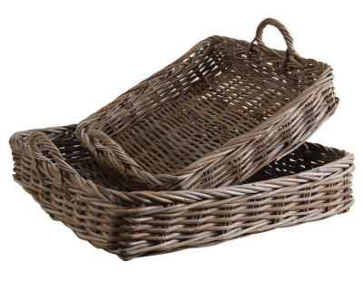 Plateaux en poelet gris (Lot de 2)