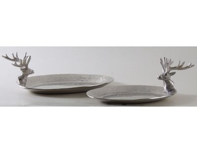 Plateau ovale tête de cerf (Lot de 2)