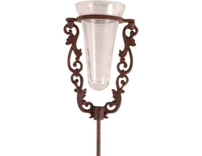Pluviomètre de jardin en verre avec support en fonte