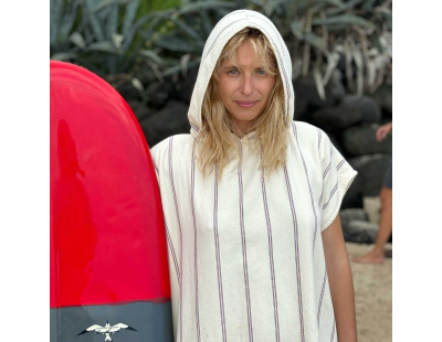 Poncho en coton bio Marina 95 x 80 cm (Violet)