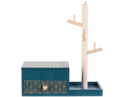 Porte bijoux arbre et rangement tiroir Gold (Bleu)