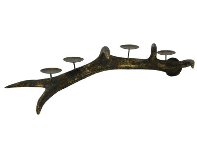 Porte-bougie bois de cerf en polyrésine (4 bougies)