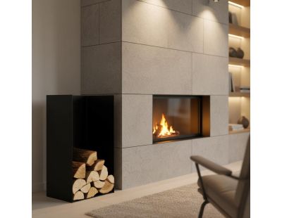 Porte-bûches en acier noir 80 cm Kielce