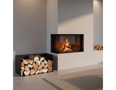 Porte-bûches compact en acier noir 70 cm Bytom