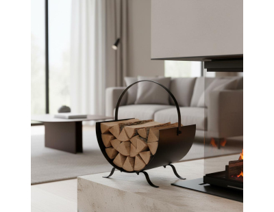 Porte-bûches design en métal noir