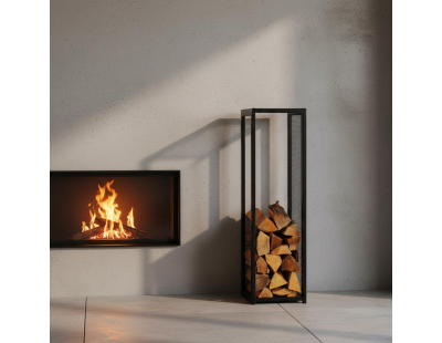 Porte-bûches design vertical en acier 120 cm