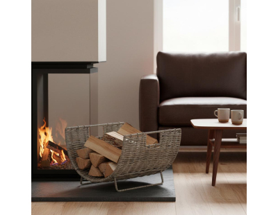 Porte bûches poelet gris Lune