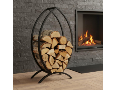 Porte-bûches poisson design en acier 90 cm