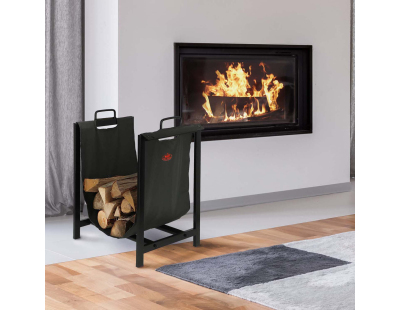 Porte bûches en tissu avec support en métal