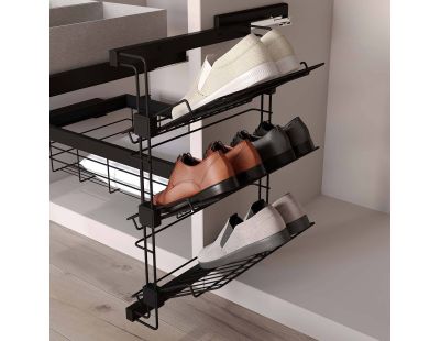 Porte-chaussures latéral coulissant pour placards et dressing Hack (Montage côté gauche)