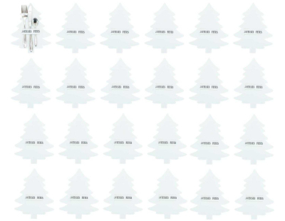 Porte-couverts de noel en feutrine (Lot de 24) (Blanc)