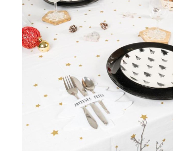 Porte-couverts de noel en feutrine (Lot de 24) (Blanc)