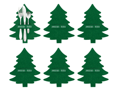 Porte-couverts de noel en feutrine (Lot de 24) (Vert)