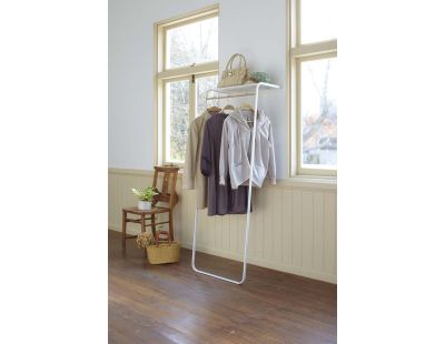 Porte-manteau tour inclinée avec étagère (Blanc)