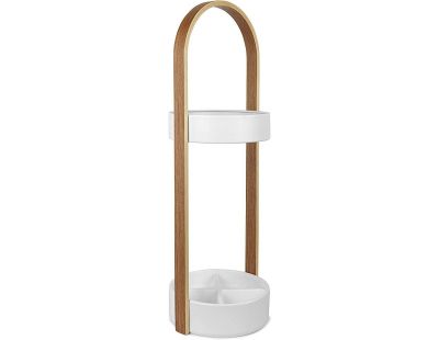 Porte parapluies bois et métal Hub (Blanc/Naturel)