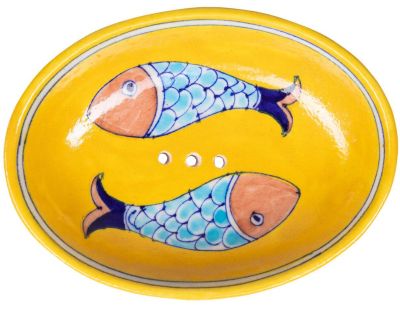 Porte savon poissons en grès Pottery