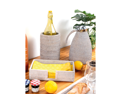 Porte-serviettes en rotin patiné blanc (26 x 15)