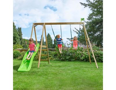 Portique avec 2 balançoires et une glissière Forest