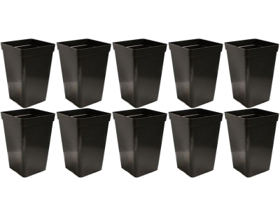 Pot carré noir haut 1.8 litres - 10.5 x 10.5 x 22cm  (Lot de 10)