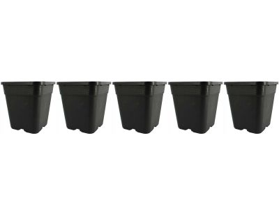Pot de plantation carré noir 6 litres  19 x 19 x 21 cm (Lot de 5)