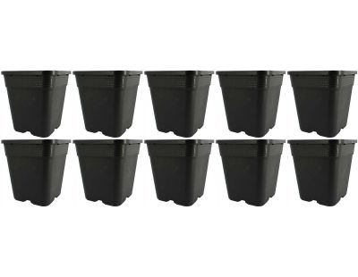Pot de plantation carré noir 6 litres - 19 x 19 x 21 cm (Lot de 10)