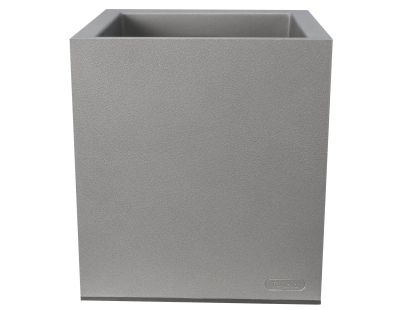 Pot en plastique carré aspect granit 30 cm (Gris clair)