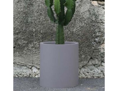Pot en plastique rond aspect granit 40 cm (Gris clair)