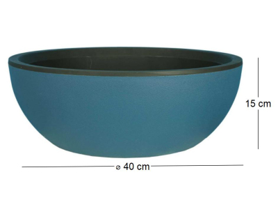 Pot en plastique rond effet granit 40 cm (Bleu)