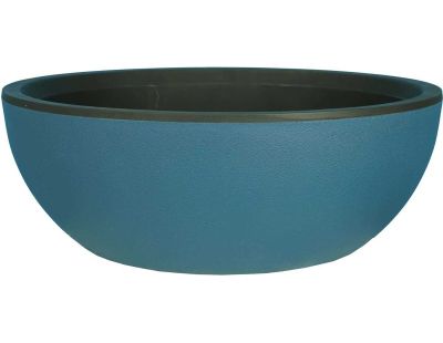 Pot en plastique rond effet granit 40 cm (Bleu)