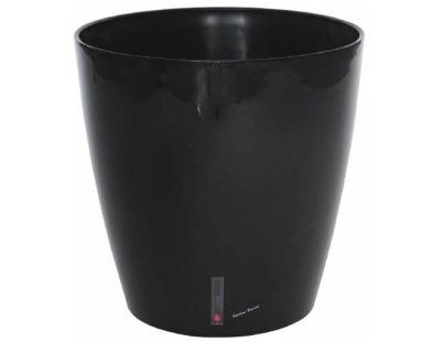 Pot en plastique rond avec réserve d'eau 35 cm Eva (Noir)