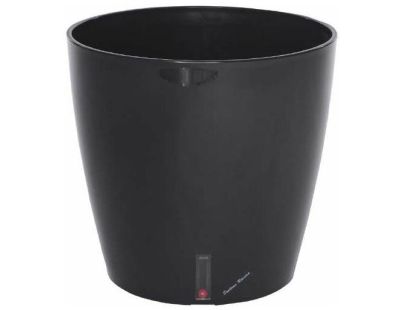 Pot en plastique rond avec réserve d'eau 30 cm Eva (Noir)