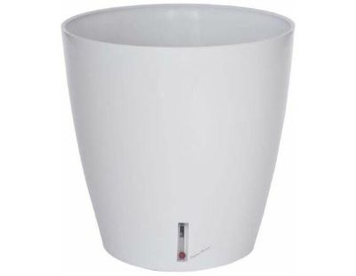 Pot en plastique rond avec réserve d'eau 35 cm Eva (Blanc)