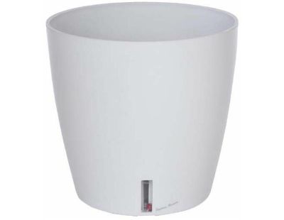Pot en plastique rond avec réserve d'eau 30 cm Eva (Blanc)