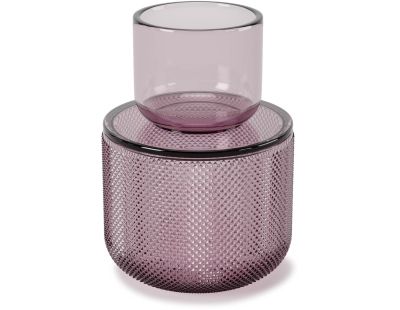 Pot en verre avec couvercle bougeoir intégré Allira (Violet)