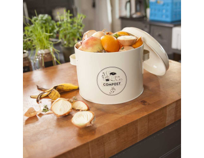 Poubelle de cuisine à compost ronde 6 litres (Crème)
