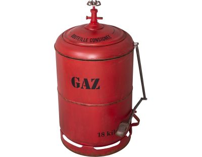 Poubelle en fer rouge  Bouteille de gaz