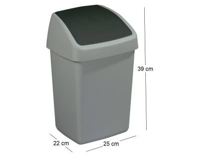Poubelle grise avec couvercle basculant Delta (10 litres)