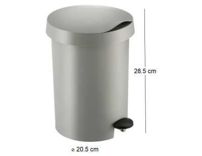 Poubelle à pédale 5L Zodiac (Gris)