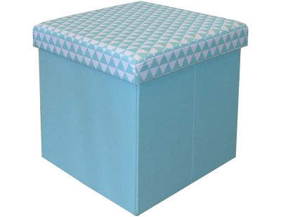 Pouf coffre carré pliable scandinave (Bleu)