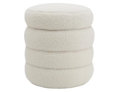 Pouf coffre bouclettes blanc