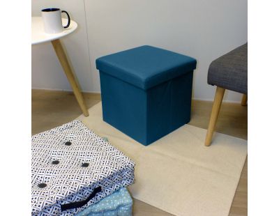 Pouf coffre pliable Oxford (Bleu Canard)