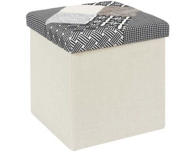 Pouf coffre pliable Patchwork gris