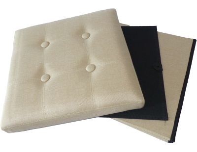Pouf coffre pliable effet lin Jade (Uni)