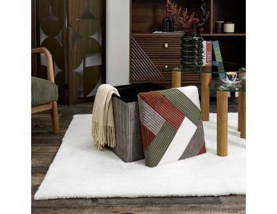 Pouf coffre pliable patchwork côtelé Scott