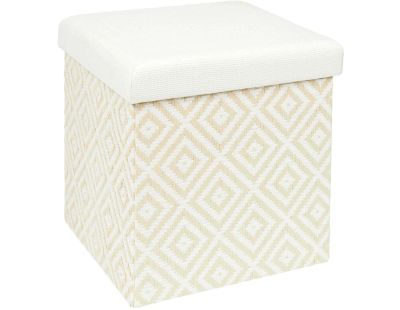 Pouf coffre pliable tressage Mirage (Blanc)