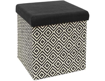 Pouf coffre pliable tressage Mirage (Noir)