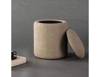 Pouf coffre en polyester Limpen (Tissu beige)