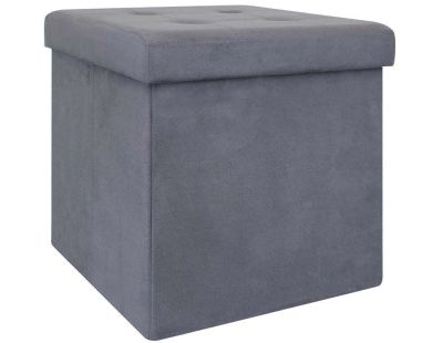 Pouf coffre de rangement capitonné gris