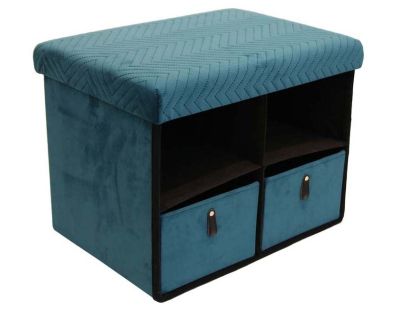 Pouf coffre de rangement avec niches Zig zag